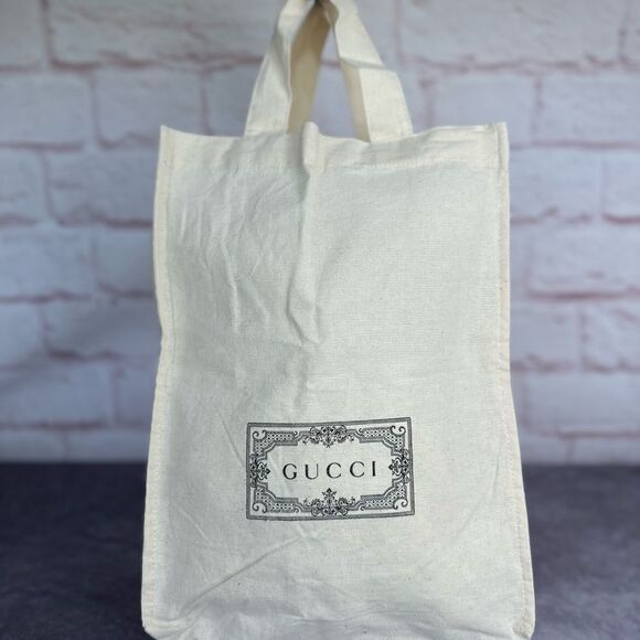 Gucci Cotton Logo Shopping Bag Tote - Picture 1 of 6